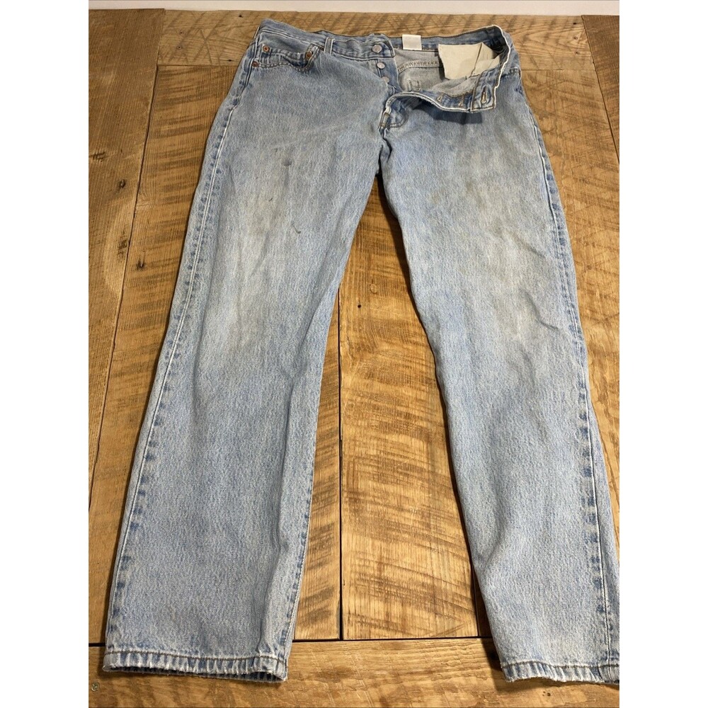 VINTAGE Levis 501 Jeans Mens 36X32 Blue Straight Light Wash Distressed 2000s Y2K